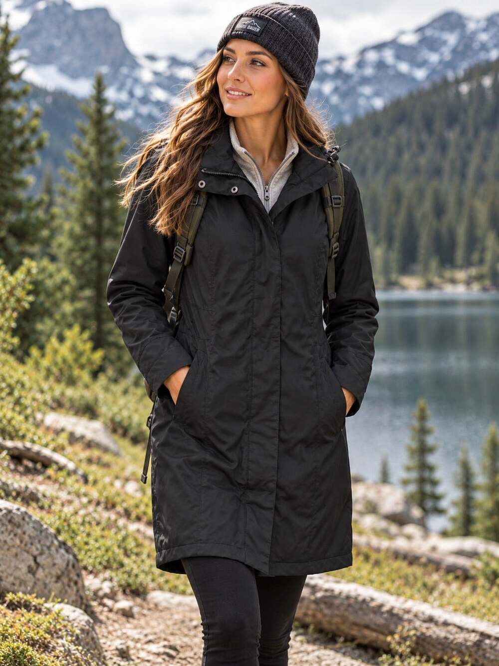 Eddie Bauer Rain Coat WeatherEdge Waterproof Hooded Women’s MP Black